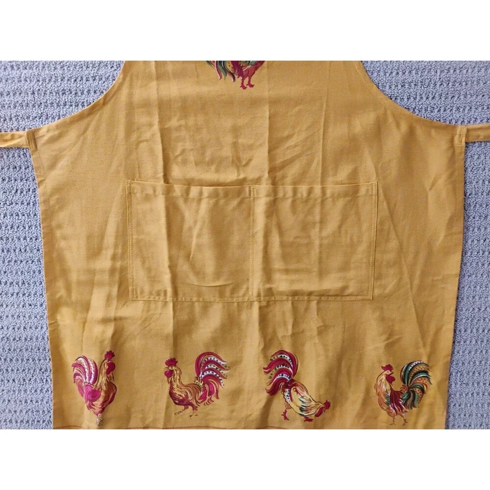 NEW Williams Sonoma Tuscan Rooster 2-pocket Cotton Yellow Apron